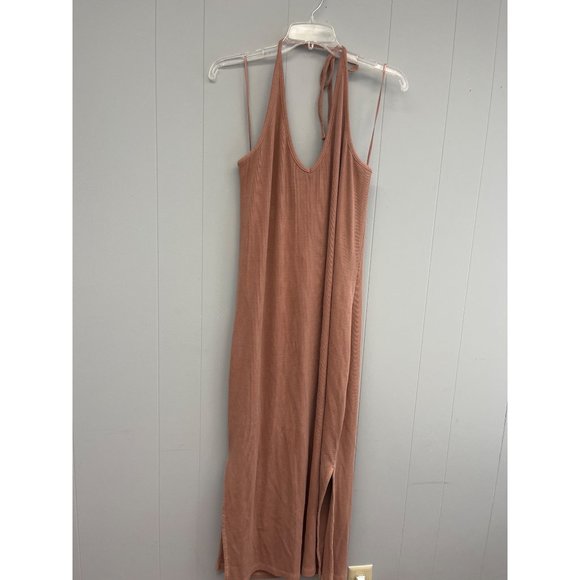 Old Navy XXL Rib Knit Halter Midi Dress Warm‎ Hickory - Picture 1 of 8